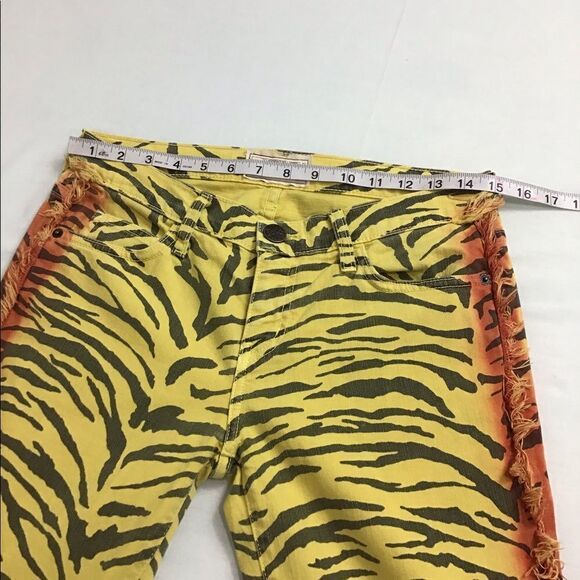 Current/Elliott Yellow Zebra Print Skinny Leg Jeans New With Tag Size 27 - Picture 6 of 15